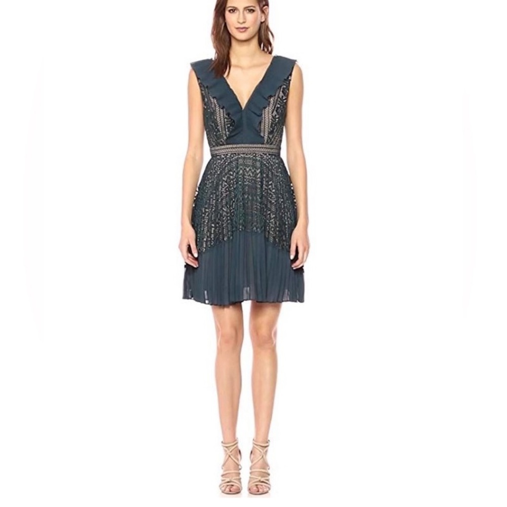 Green lace cocktail dress